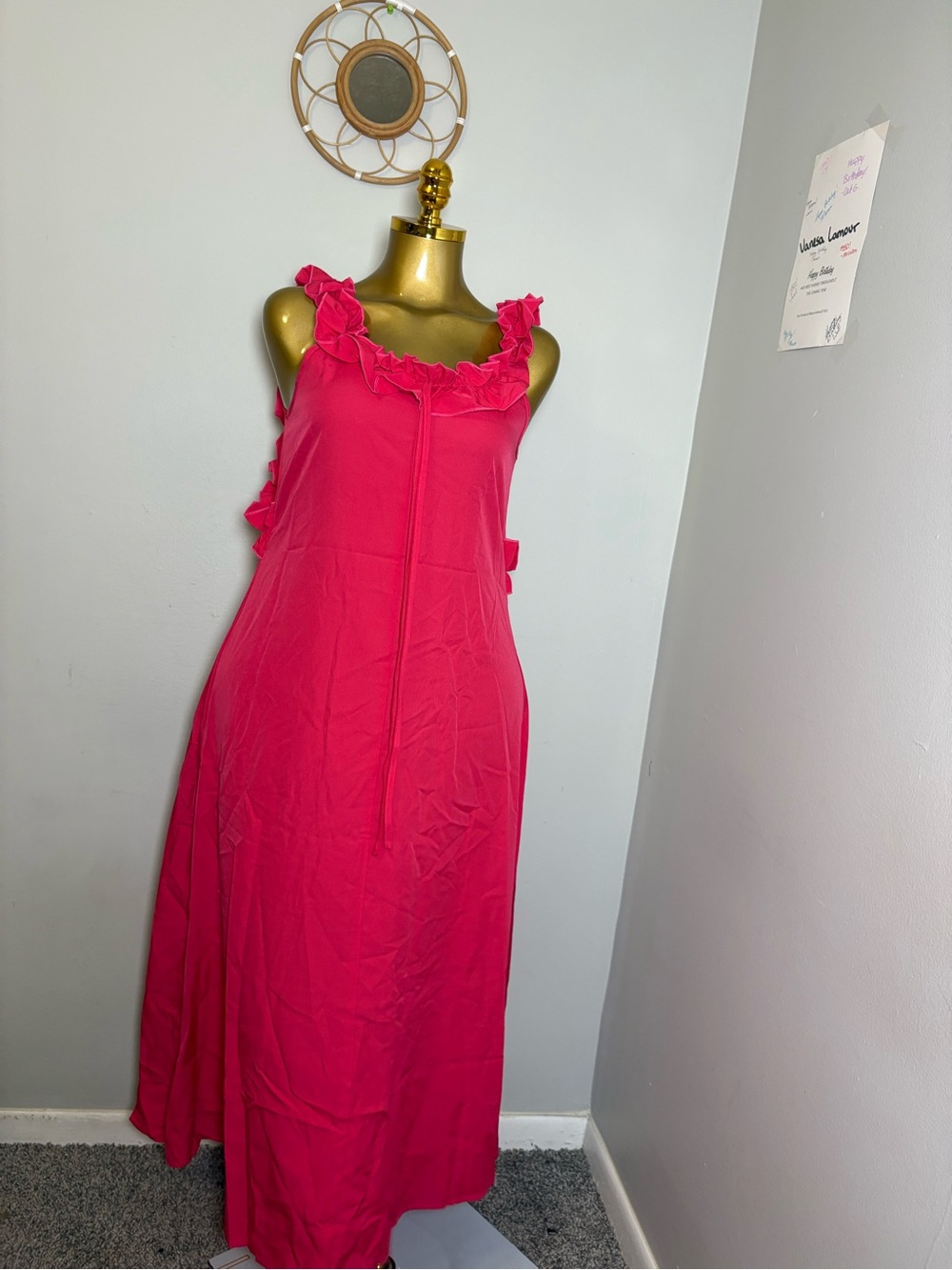 Hot Pink Ruffle-Trim Nightgown